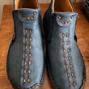 Men's Blue Leather Shoes